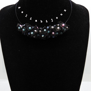 Colier handmade statement unicat -floral - foamiran (cod808) - bijuterii - coliere - coliere din mărgele - Artynos.ro