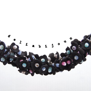 Colier handmade statement unicat -floral - foamiran (cod808) - bijuterii - coliere - coliere din mărgele - Artynos.ro