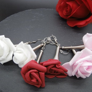 Cercei handmade statement unicat -flori - foamiran (cod856) - Artynos.ro