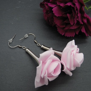 Cercei handmade statement unicat -flori - foamiran (cod856) - bijuterii - cercei - cercei lungi - Artynos.ro