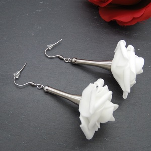 Cercei handmade statement unicat -flori - foamiran (cod856) - bijuterii - cercei - cercei lungi - Artynos.ro