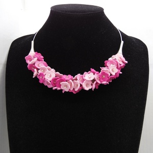 Set Bijuterii Pink Blossom Colier la baza gâtului și Cercei (cod1462) - bijuterii - seturi de bijuterii - Artynos.ro