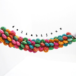 Colier statement handmade unicat - lemn (cod1241) - bijuterii - coliere - coliere din mărgele - Artynos.ro
