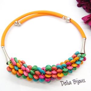 Colier statement handmade unicat - lemn (cod1241) - bijuterii - coliere - coliere din mărgele - Artynos.ro
