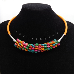 Colier statement handmade unicat - lemn (cod1241), Bijuterii, Coliere, Coliere din margele, Confectionarea bijuteriilor, ARTYNOS