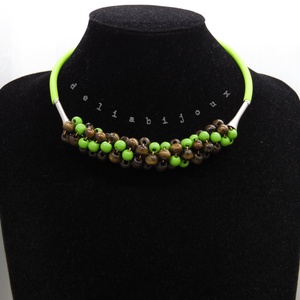 Colier statement handmade unicat - lemn (cod1242), Bijuterii, Coliere, Coliere din margele, Confectionarea bijuteriilor, ARTYNOS