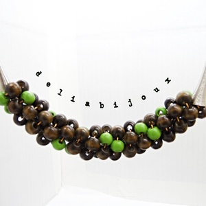 Colier statement handmade unicat - lemn (cod1242) - bijuterii - coliere - coliere din mărgele - Artynos.ro