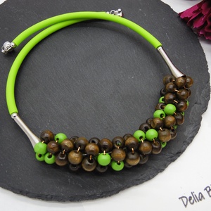 Colier statement handmade unicat - lemn (cod1242) - bijuterii - coliere - coliere din mărgele - Artynos.ro