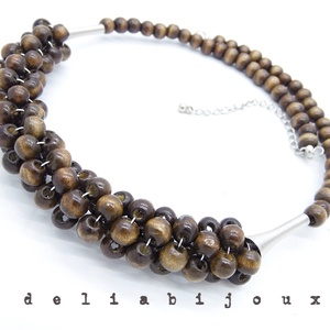 Colier statement handmade unicat - lemn (cod044) - bijuterii - coliere - coliere din mărgele - Artynos.ro