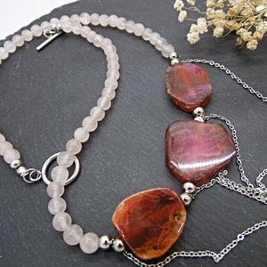 Colier handmade unicat - agate si cuart (cod1186) - bijuterii - coliere - coliere din pietre semiprețioase - Artynos.ro