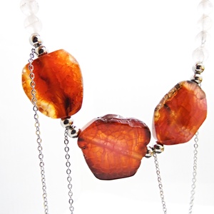 Colier handmade unicat - agate si cuart (cod1186) - bijuterii - coliere - coliere din pietre semiprețioase - Artynos.ro