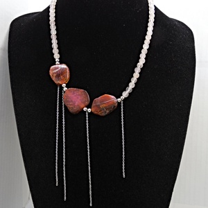 Colier handmade unicat - agate si cuart (cod1186) - bijuterii - coliere - coliere din pietre semiprețioase - Artynos.ro