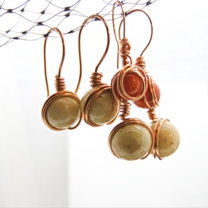 Cercei handmade unicat - margele ceramica si cupru (cod749) - bijuterii - cercei - cercei din mărgele - Artynos.ro
