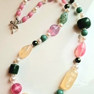 Colier handmade statement asimetric unicat margele perle (Cod1479)   - Artynos.ro