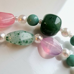 Colier handmade statement asimetric unicat margele perle (Cod1479)   - bijuterii - coliere - coliere din mărgele - Artynos.ro