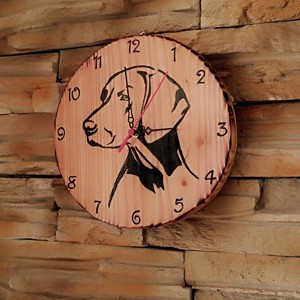 Ceas de perete din lemn cu câine vizsla -  - Artynos.ro