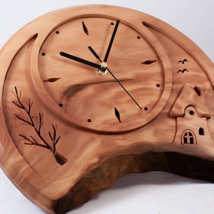 Ceas de perete din lemn, ceas din lemn cu peisaj,  - casă & stil de viață - decorațiuni de casă - decorațiuni de pereți - ceasuri de perete - Artynos.ro