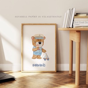 Marinar ursuleț de pluș imagine de perete, barca de navigatie poster, botez cadou imagine set 3 buc -  - Artynos.ro