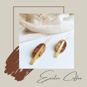 Cercei Exotic Coffee handmade din argila  , Bijuterii, Cercei, Cercei agatati, Sculptura, ARTYNOS