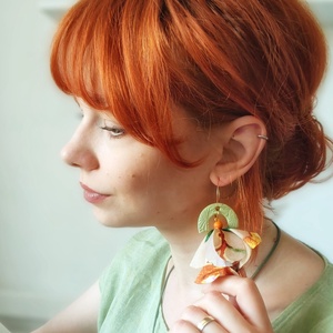Cercei Tropical handmade din argilă - bijuterii - cercei - cercei agățați - Artynos.ro