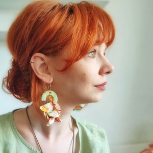 Cercei Tropical handmade din argilă - bijuterii - cercei - cercei agățați - Artynos.ro
