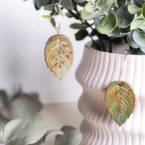 Cercei Vintage Teal handmade din argila, Bijuterii, Cercei, Cercei agatati, Sculptura, Lucrare cu argila, ARTYNOS