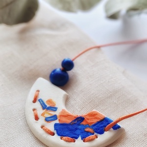 Colier Tropical handmade din argilă   - bijuterii - coliere - coliere cu pandantive - Artynos.ro