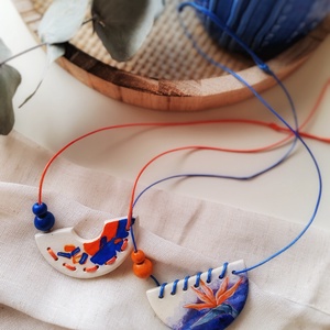 Colier Bird of Paradise handmade din argilă  - bijuterii - coliere - coliere cu pandantive - Artynos.ro