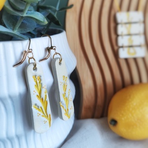 Set Yellow Garden handmade cu cercei și medalion din argilă - bijuterii - seturi de bijuterii - Artynos.ro