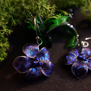 Cercei florali Bleumarin, Bijuterii, Cercei, Cercei din rasina, Confectionarea bijuteriilor, ARTYNOS