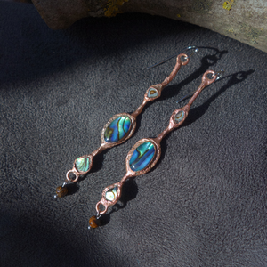 Cercei cupru Mother of Pearl - bijuterii - cercei - cercei lungi - Artynos.ro