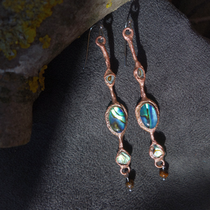 Cercei cupru Mother of Pearl - bijuterii - cercei - cercei lungi - Artynos.ro