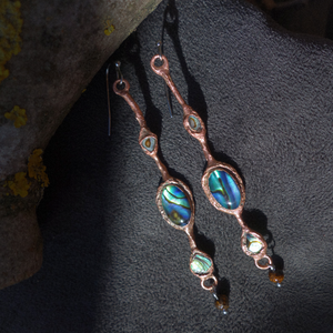 Cercei cupru Mother of Pearl, Bijuterii, Cercei, Cercei lungi, Confectionarea bijuteriilor, ARTYNOS