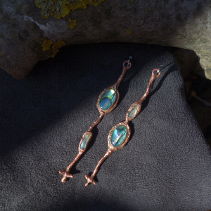 Cercei cupru Mother of Pearl - bijuterii - cercei - cercei lungi - Artynos.ro