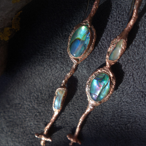 Cercei cupru Mother of Pearl - bijuterii - cercei - cercei lungi - Artynos.ro