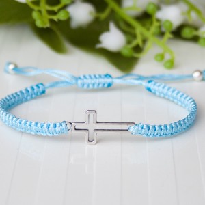 Bratara macramé impletita - Cross albastru deschis, , , ARTYNOS