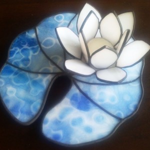 Nufar albastru tiffany suport lumanare ornament, , , ARTYNOS