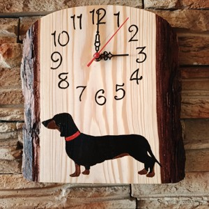 Ceas de perete din lemn cu caine dachshund, , , ARTYNOS