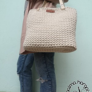 Geantă de mână Crochet City Bag- ecru -  - Artynos.ro