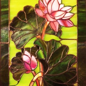 Indian lotus luminat tiffany arta de perete - casă & stil de viață - accesorii pentru decorat casa - picturi murale - artă murală din sticlă - Artynos.ro