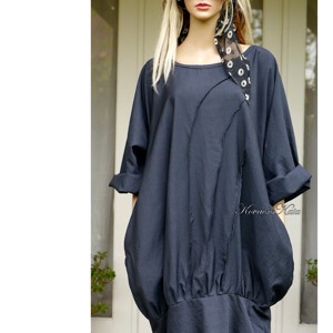 KEHELYRUHA - Rochie tunică din mătase vâscoasă / antracit - îmbrăcăminte și modă - haine damă - rochie, dintr-o bucată - Artynos.ro