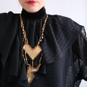 Colier statement auriu din piele naturala si margele din sticla, Bijuterii, Coliere, Coliere brodate, Broderie, Cusatura, ARTYNOS