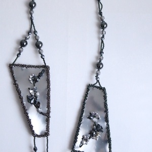Colier statement argintiu - bijuterii - coliere - coliere din mărgele - Artynos.ro