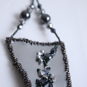 Colier statement argintiu - bijuterii - coliere - coliere din mărgele - Artynos.ro