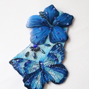 Brosa fluture si floare - bijuterii - broșe - Artynos.ro