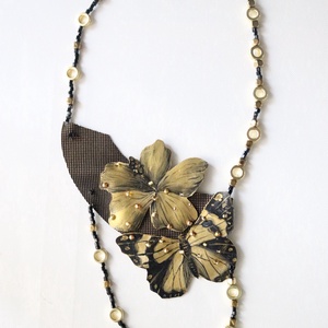 Colier Statement Fluture Hibiscus - bijuterii - coliere - coliere din mărgele - Artynos.ro