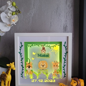 Tablou luminos, 3D, personalizat, baieti/ lampa de veghe- model JUNGLA - casă & stil de viață - echipament pentru camera copiilor - tablouri de cameră pentru copii - Artynos.ro