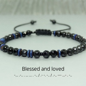 Bratara barbati/unisex - cod morse - onix si hematit / Bratari personalizate.  - Artynos.ro