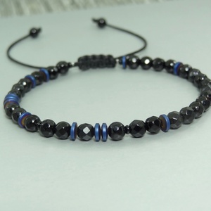 Bratara barbati/unisex - cod morse - onix si hematit / Bratari personalizate.  - bijuterii - brățări - brățară cu mărgele - Artynos.ro