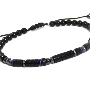 Bratara cod morse barbati/unisex cu mesaj in cod morse din onix si hematit. Bratari personalizate. - bijuterii - brățări - brățară cu mărgele - Artynos.ro